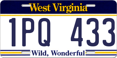 WV license plate 1PQ433