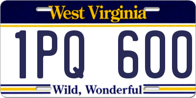 WV license plate 1PQ600