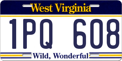 WV license plate 1PQ608