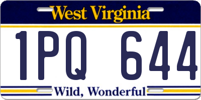 WV license plate 1PQ644