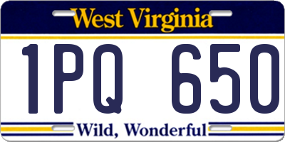 WV license plate 1PQ650