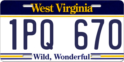 WV license plate 1PQ670