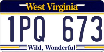 WV license plate 1PQ673