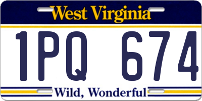 WV license plate 1PQ674