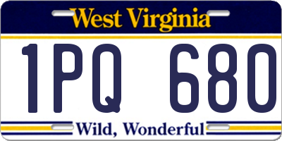 WV license plate 1PQ680