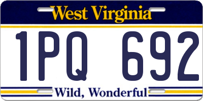 WV license plate 1PQ692