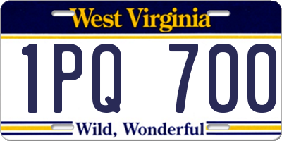 WV license plate 1PQ700