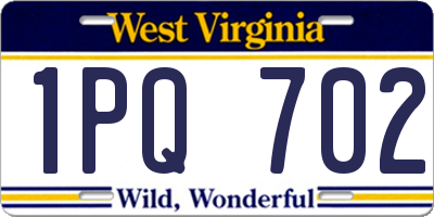 WV license plate 1PQ702