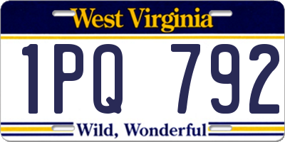 WV license plate 1PQ792