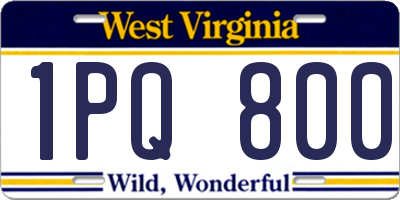 WV license plate 1PQ800
