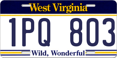 WV license plate 1PQ803