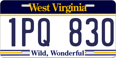 WV license plate 1PQ830