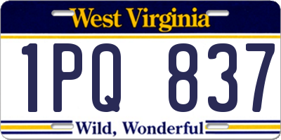 WV license plate 1PQ837