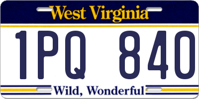 WV license plate 1PQ840