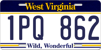 WV license plate 1PQ862