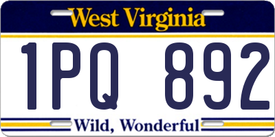 WV license plate 1PQ892