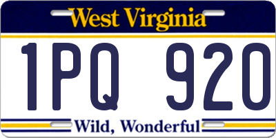 WV license plate 1PQ920