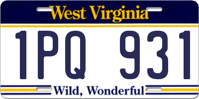 WV license plate 1PQ931