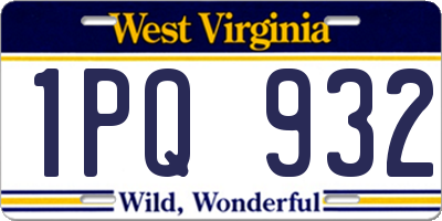 WV license plate 1PQ932