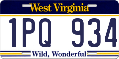 WV license plate 1PQ934