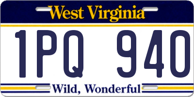 WV license plate 1PQ940