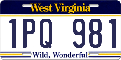 WV license plate 1PQ981