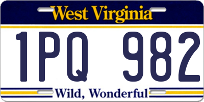 WV license plate 1PQ982