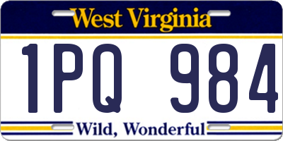 WV license plate 1PQ984