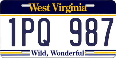 WV license plate 1PQ987