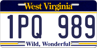 WV license plate 1PQ989