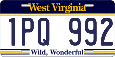 WV license plate 1PQ992