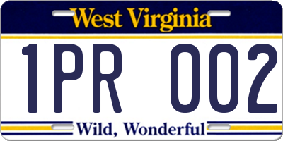 WV license plate 1PR002