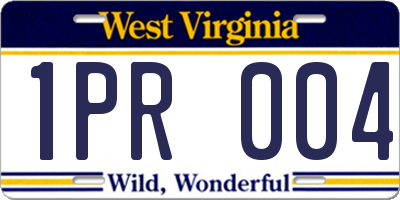 WV license plate 1PR004