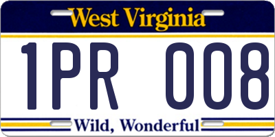 WV license plate 1PR008