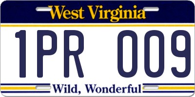 WV license plate 1PR009
