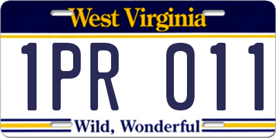 WV license plate 1PR011