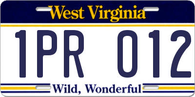 WV license plate 1PR012