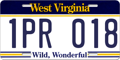 WV license plate 1PR018