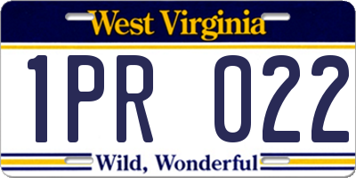 WV license plate 1PR022