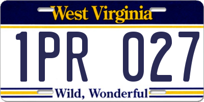 WV license plate 1PR027