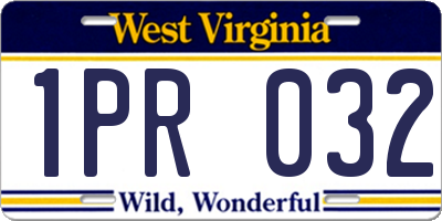 WV license plate 1PR032