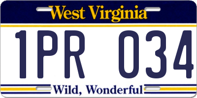 WV license plate 1PR034