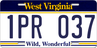 WV license plate 1PR037