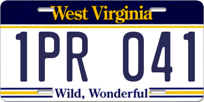 WV license plate 1PR041