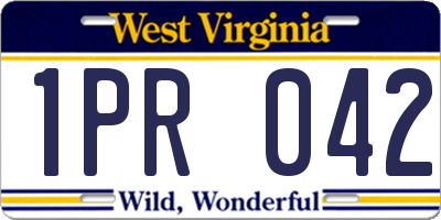 WV license plate 1PR042