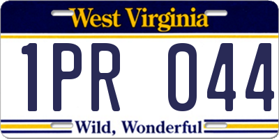 WV license plate 1PR044