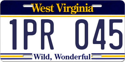 WV license plate 1PR045