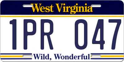 WV license plate 1PR047