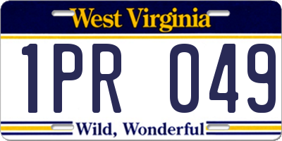 WV license plate 1PR049