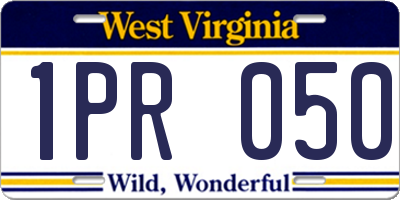 WV license plate 1PR050